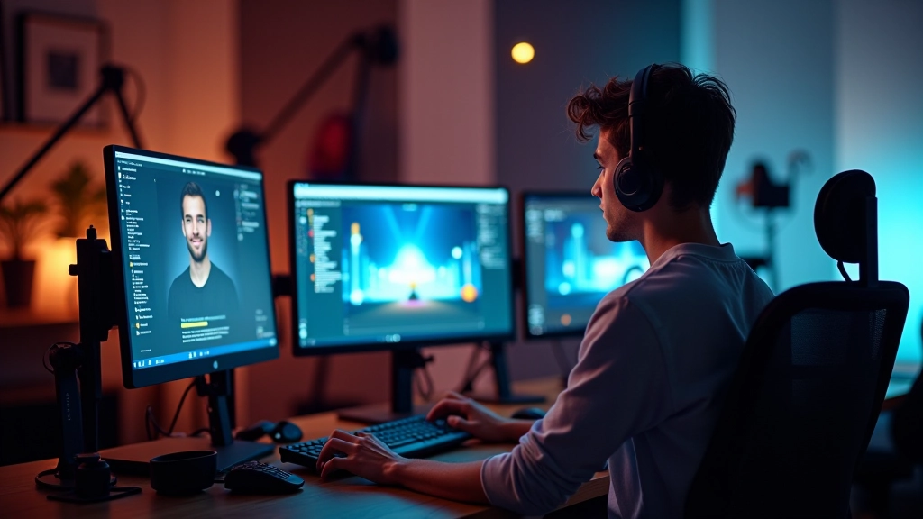 Studio de motion graphics avec équipement professionnel et écrans d'animation